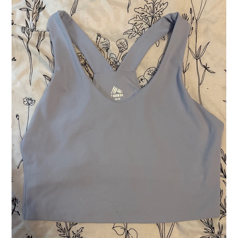 RBX Reebok Light Blue Medium Support Longline Racerback Sports‎ Bra, Medium